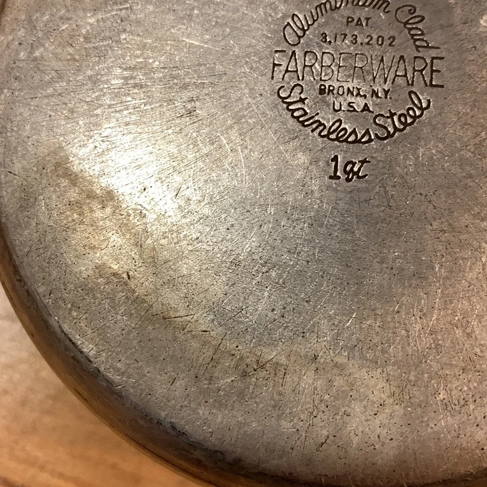Vintage Farberware aluminum clad stainless steel 1 qt sauce pan pot USA Bronx NY